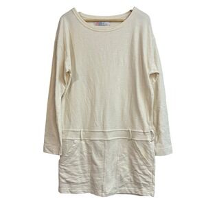 Free People Beach Cream Textured Sweatshirt Dress Belted‎ Pockets Medium